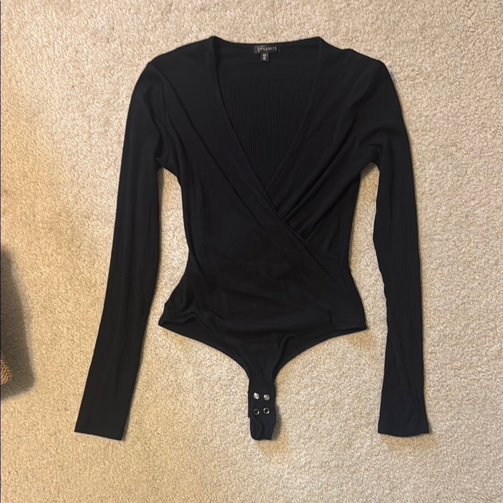 Dynamite Black Fitted Wrap Bodysuit